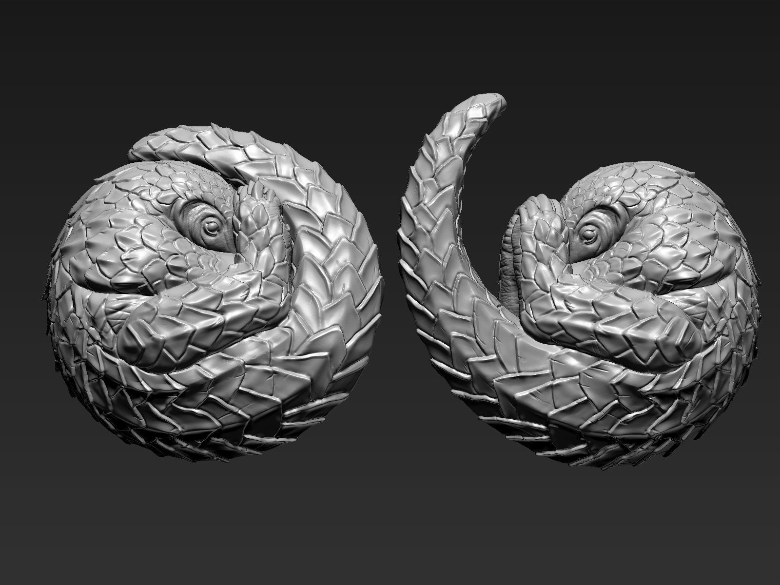 Pholidota pair of animal sculptures 3D print model_1