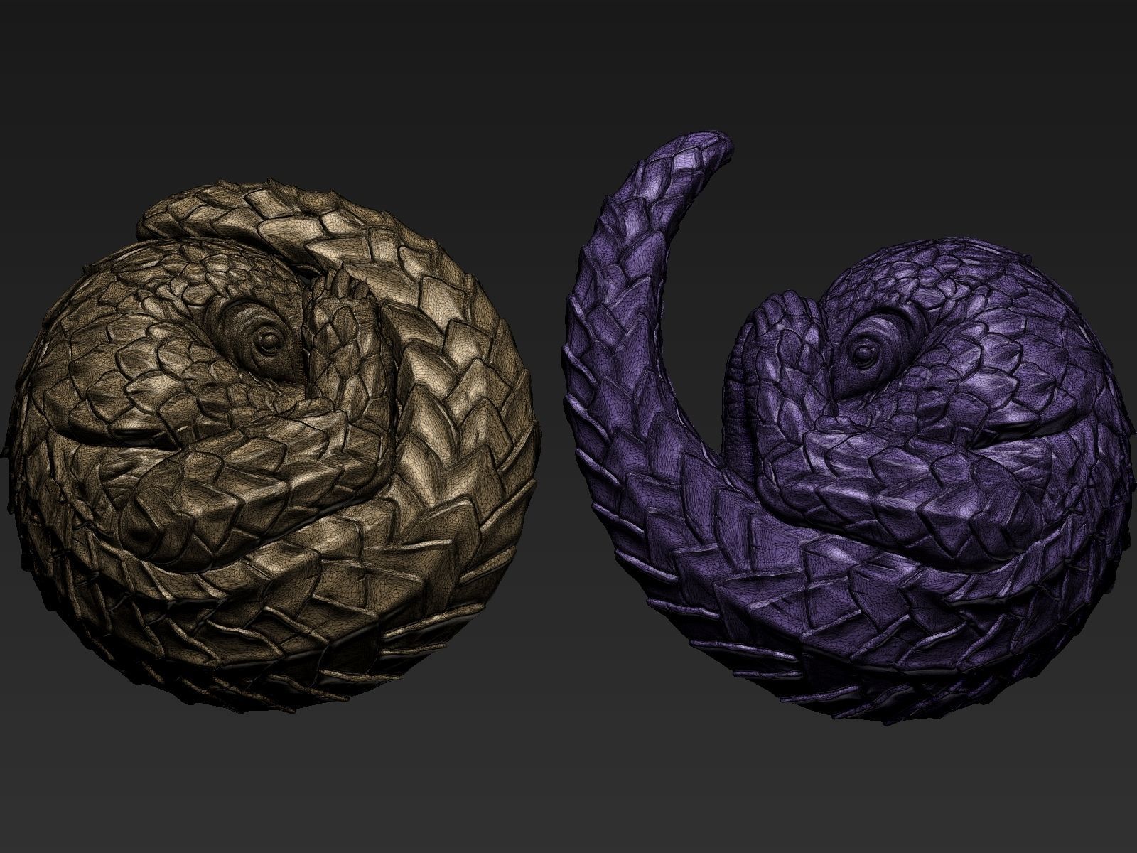 Pholidota pair of animal sculptures 3D print model_7