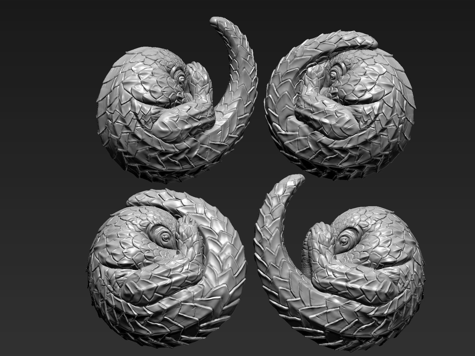 Pholidota pair of animal sculptures 3D print model_8