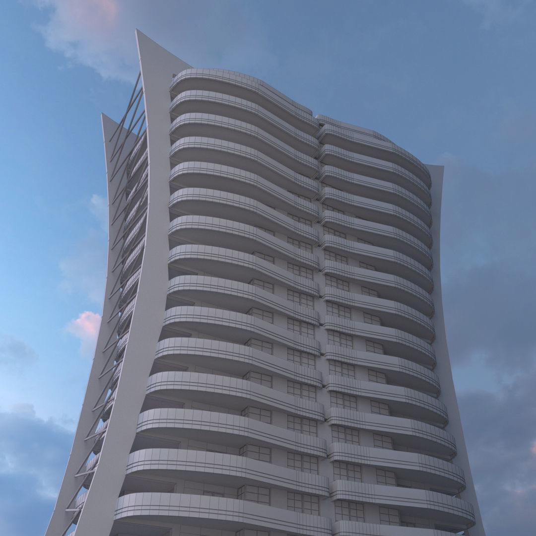 Residential Building Low-poly 3D model_1