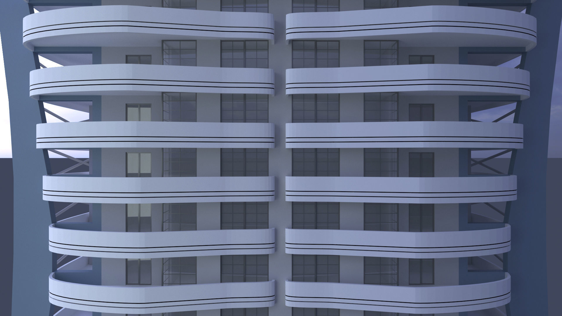 Residential Building Low-poly 3D model_4