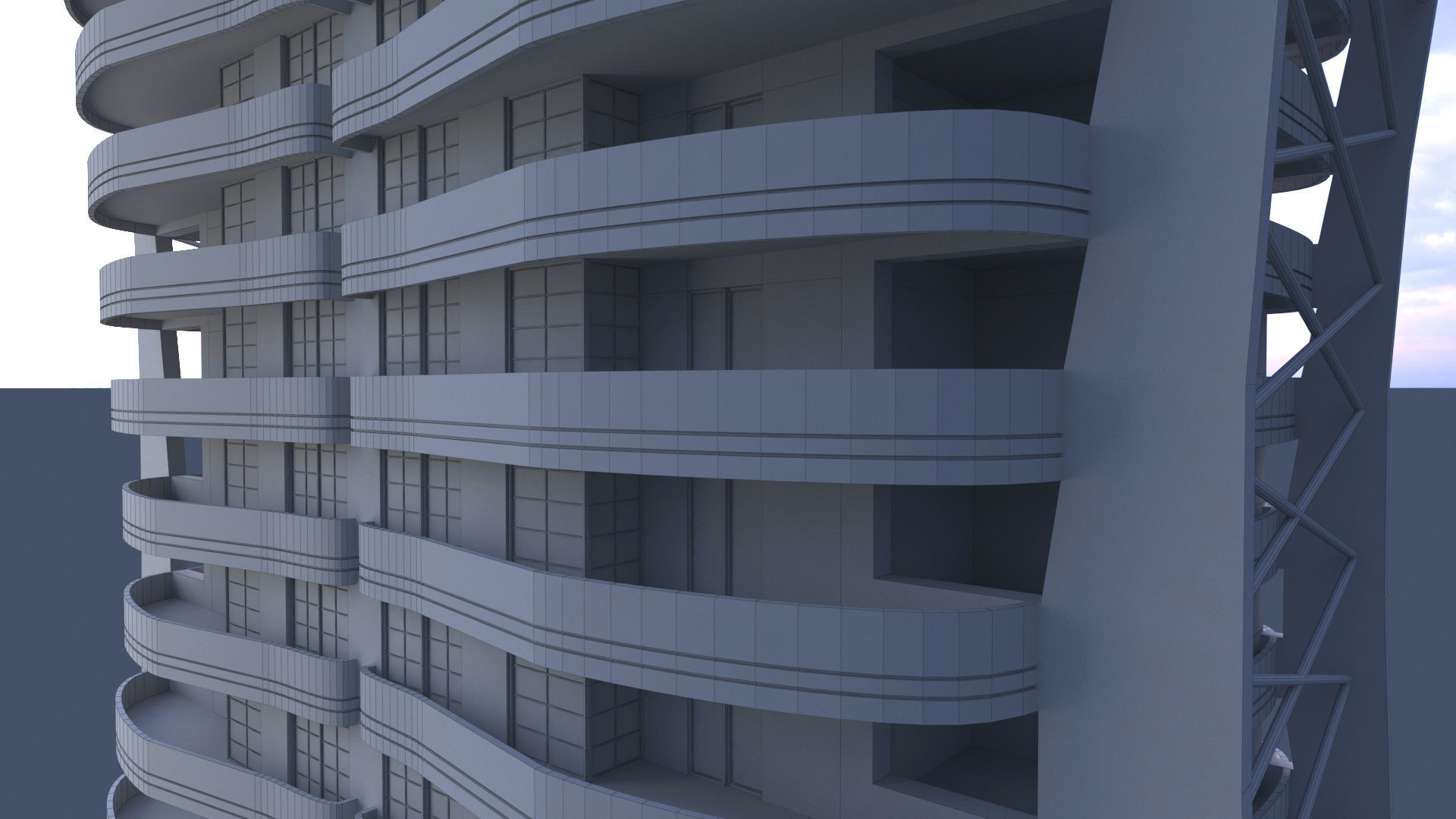 Residential Building Low-poly 3D model_2