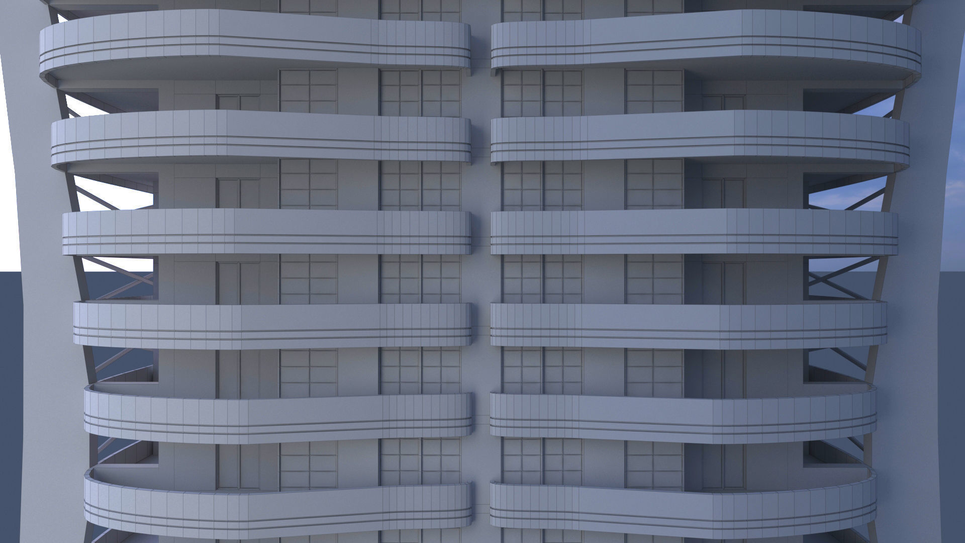 Residential Building Low-poly 3D model_3