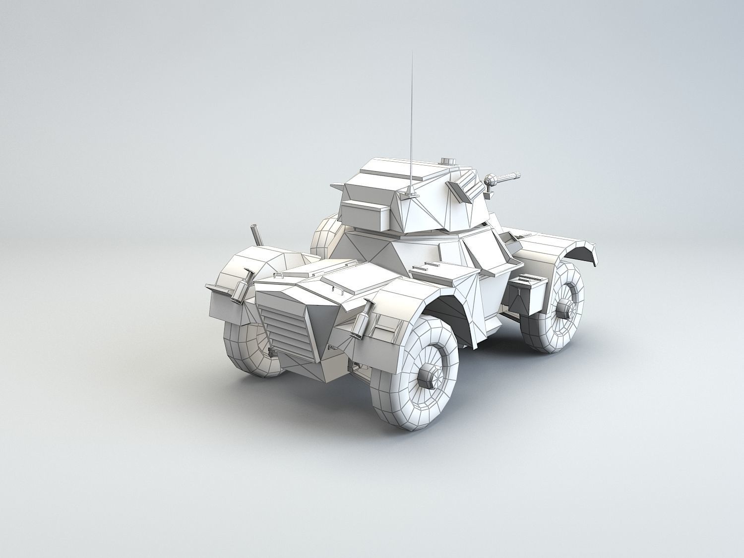Low Poly Daimler MK II armored car Low-poly 3D model_8
