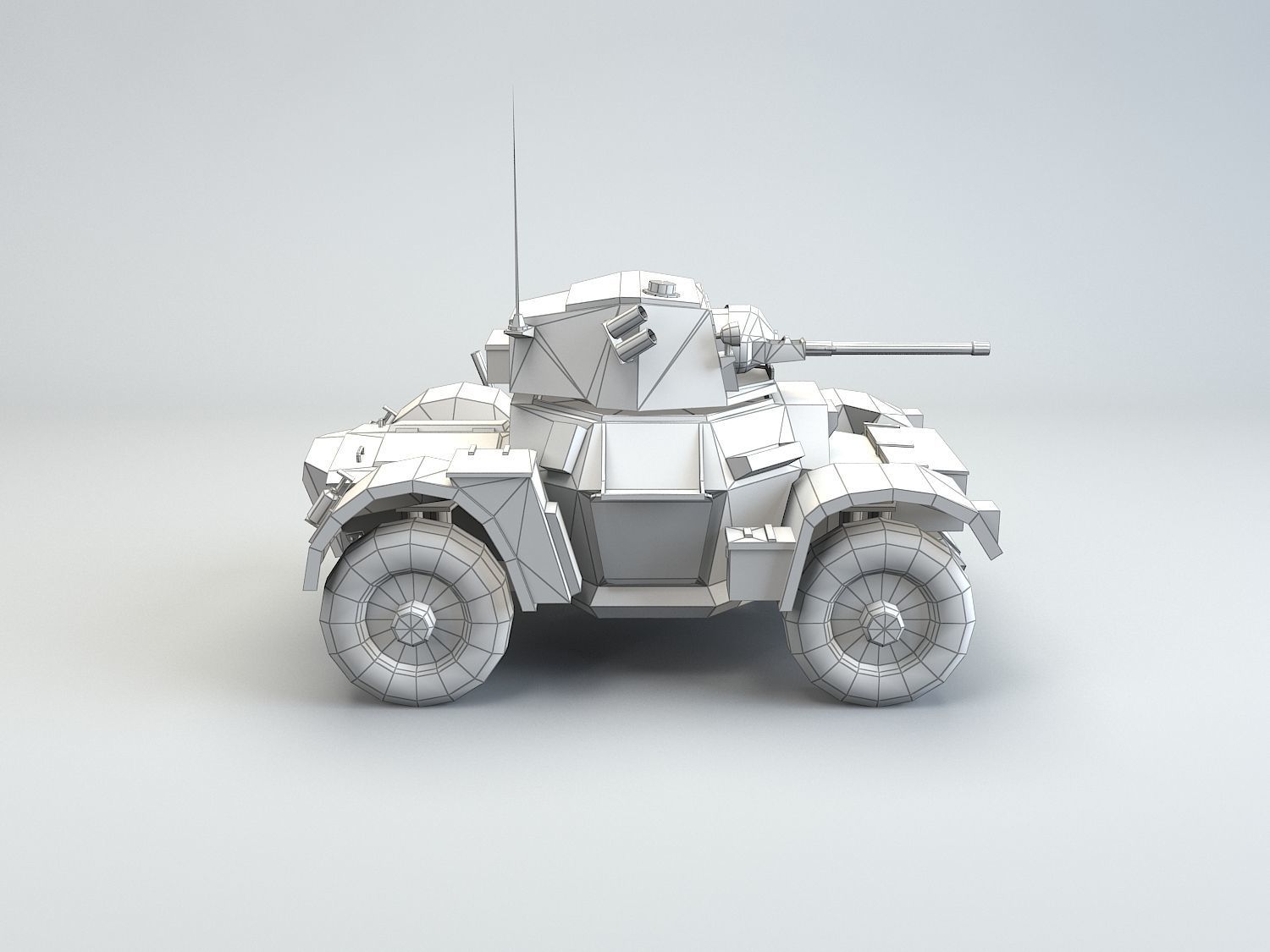 Low Poly Daimler MK II armored car Low-poly 3D model_10