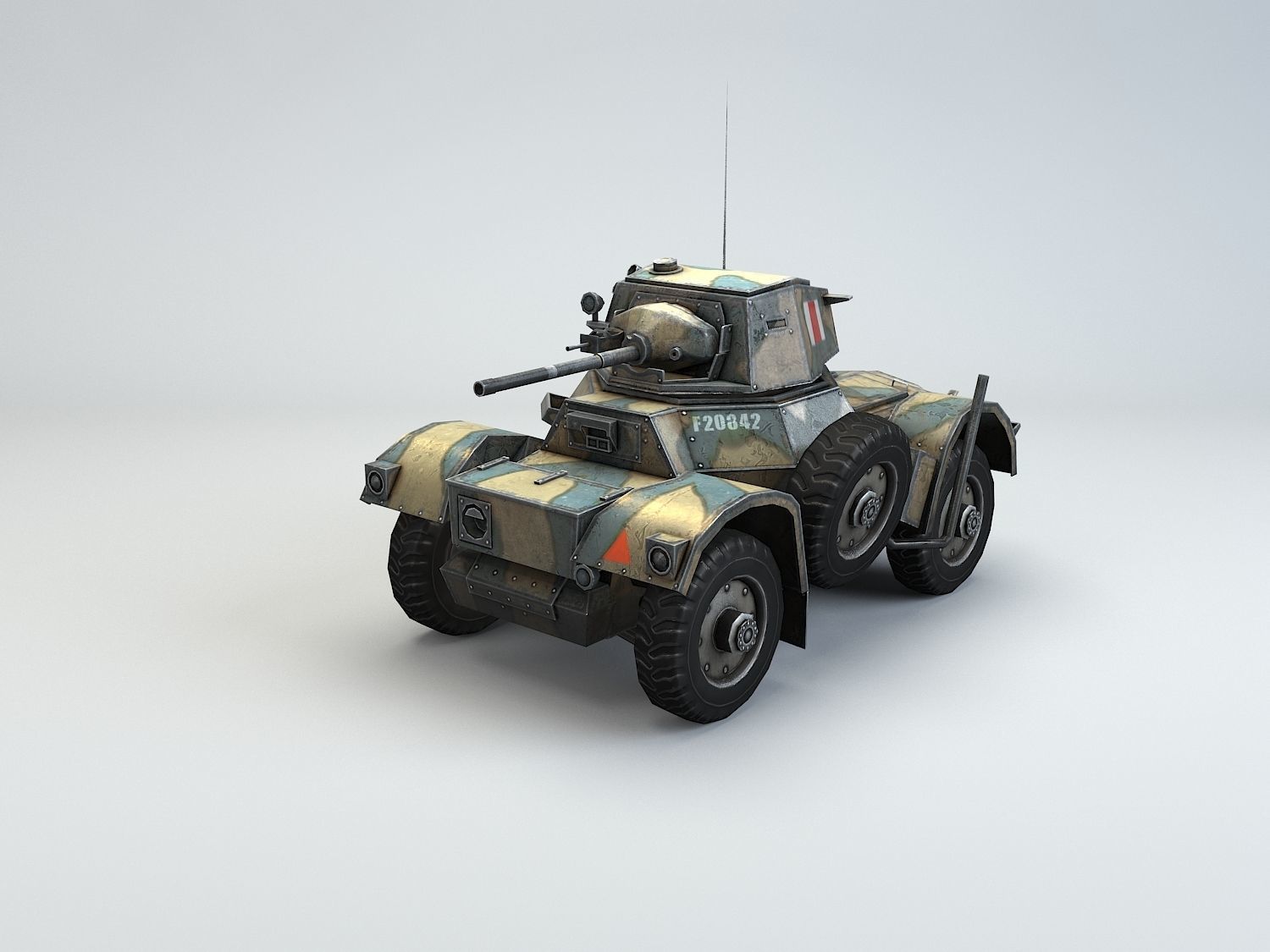 Low Poly Daimler MK II armored car Low-poly 3D model_3