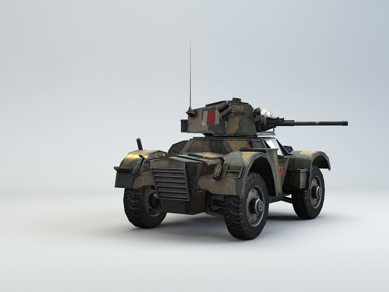 Low Poly Daimler MK II armored car Low-poly 3D model_12