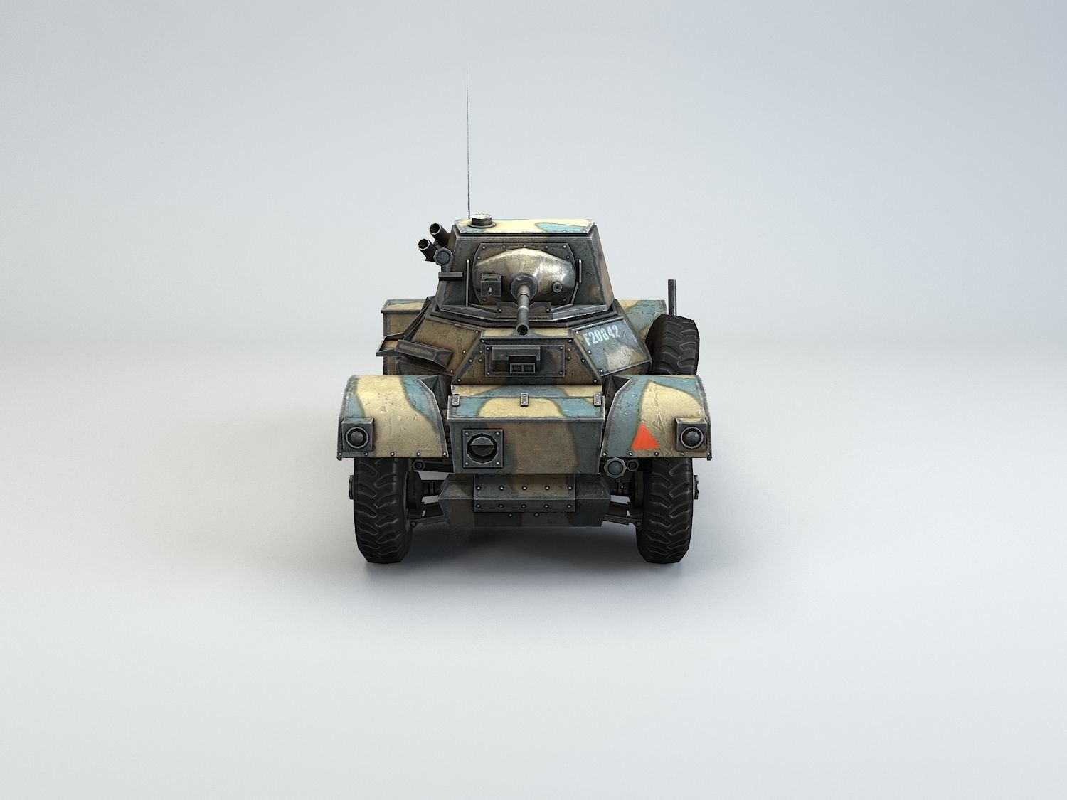 Low Poly Daimler MK II armored car Low-poly 3D model_5
