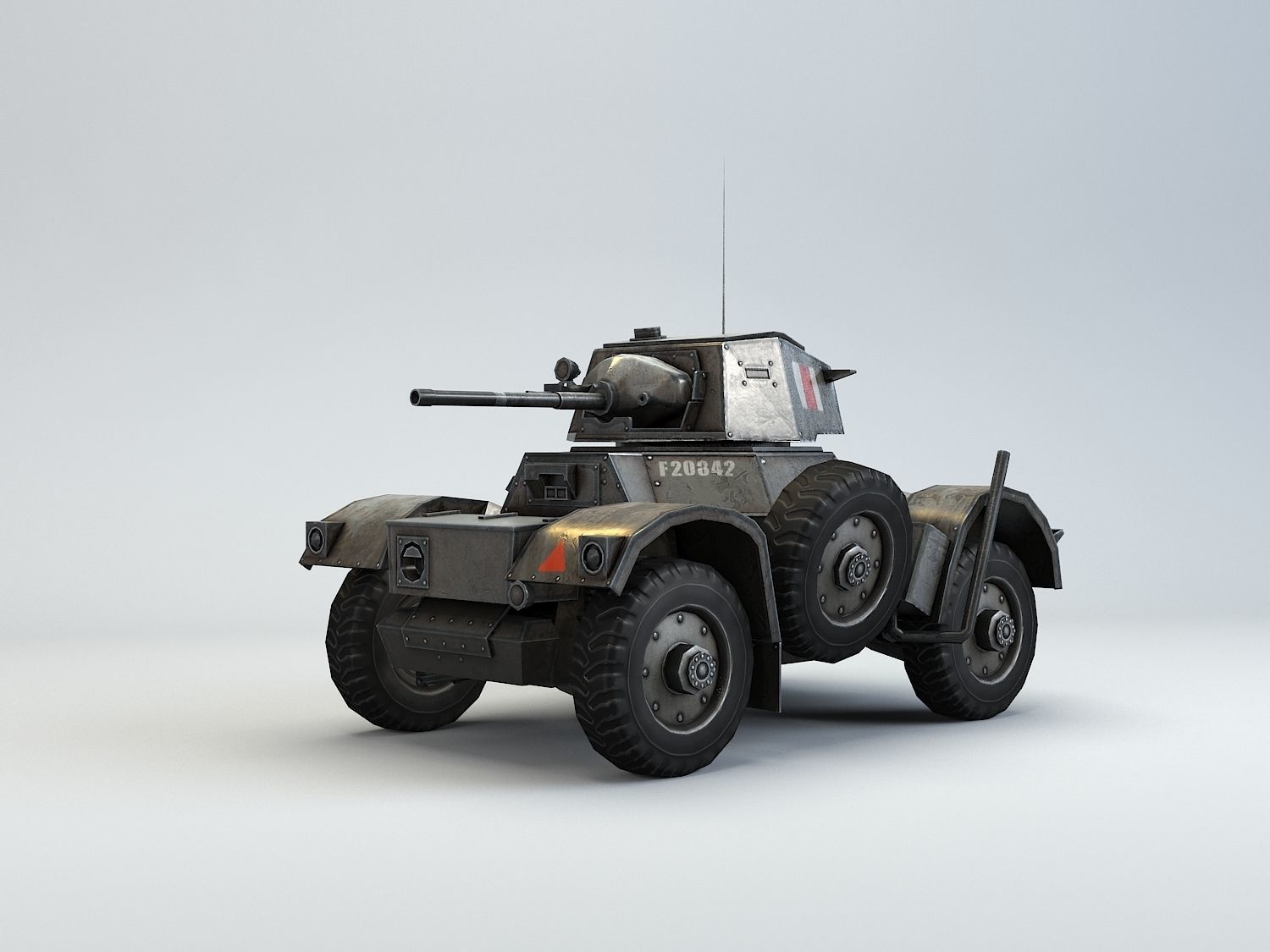 Low Poly Daimler MK II armored car Low-poly 3D model_2