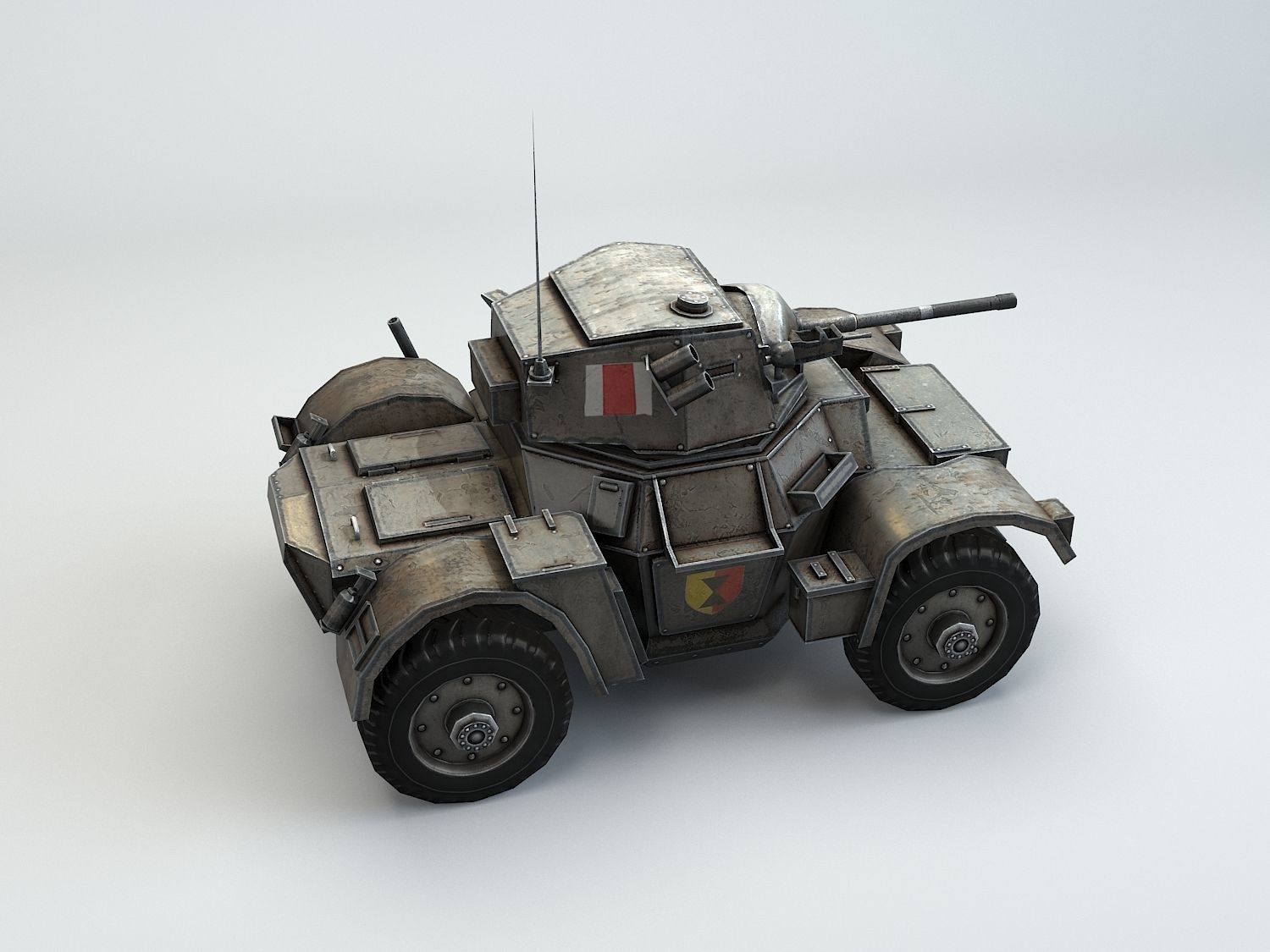 Low Poly Daimler MK II armored car Low-poly 3D model_1