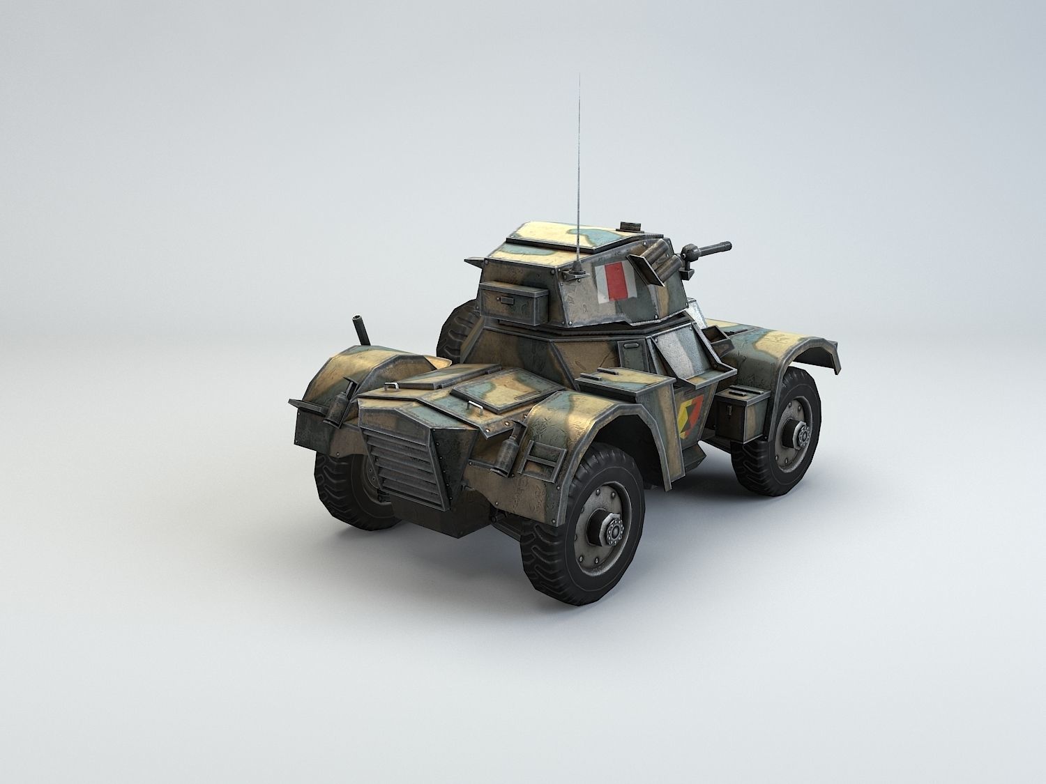 Low Poly Daimler MK II armored car Low-poly 3D model_7