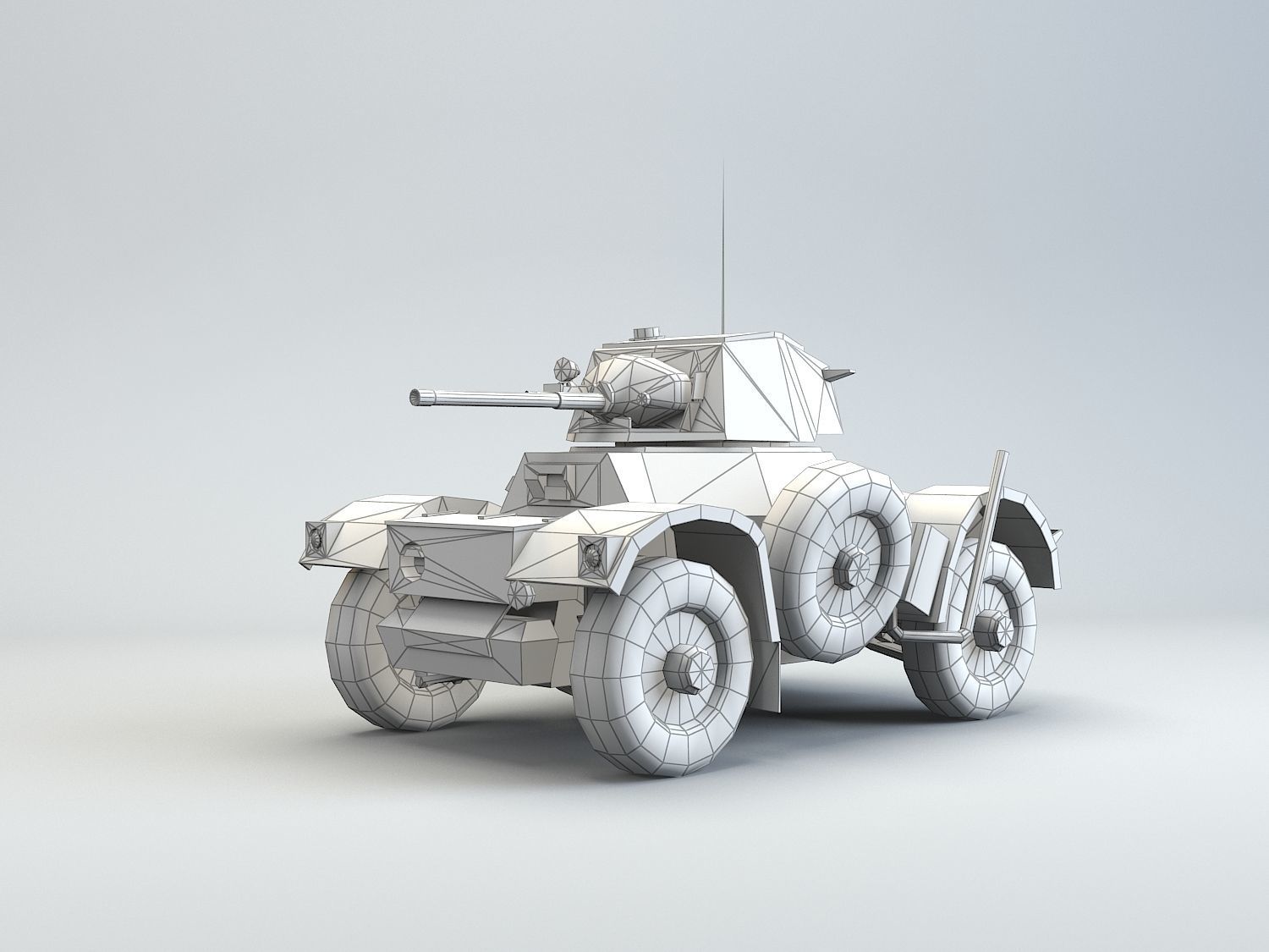 Low Poly Daimler MK II armored car Low-poly 3D model_11
