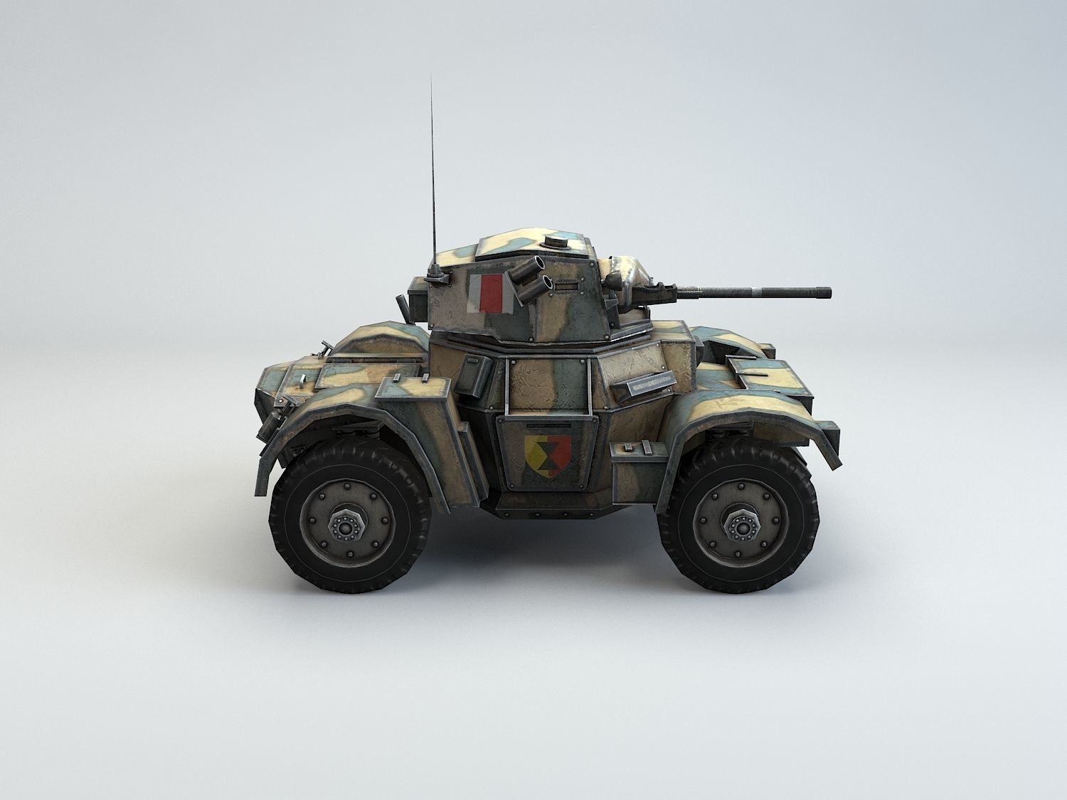 Low Poly Daimler MK II armored car Low-poly 3D model_9