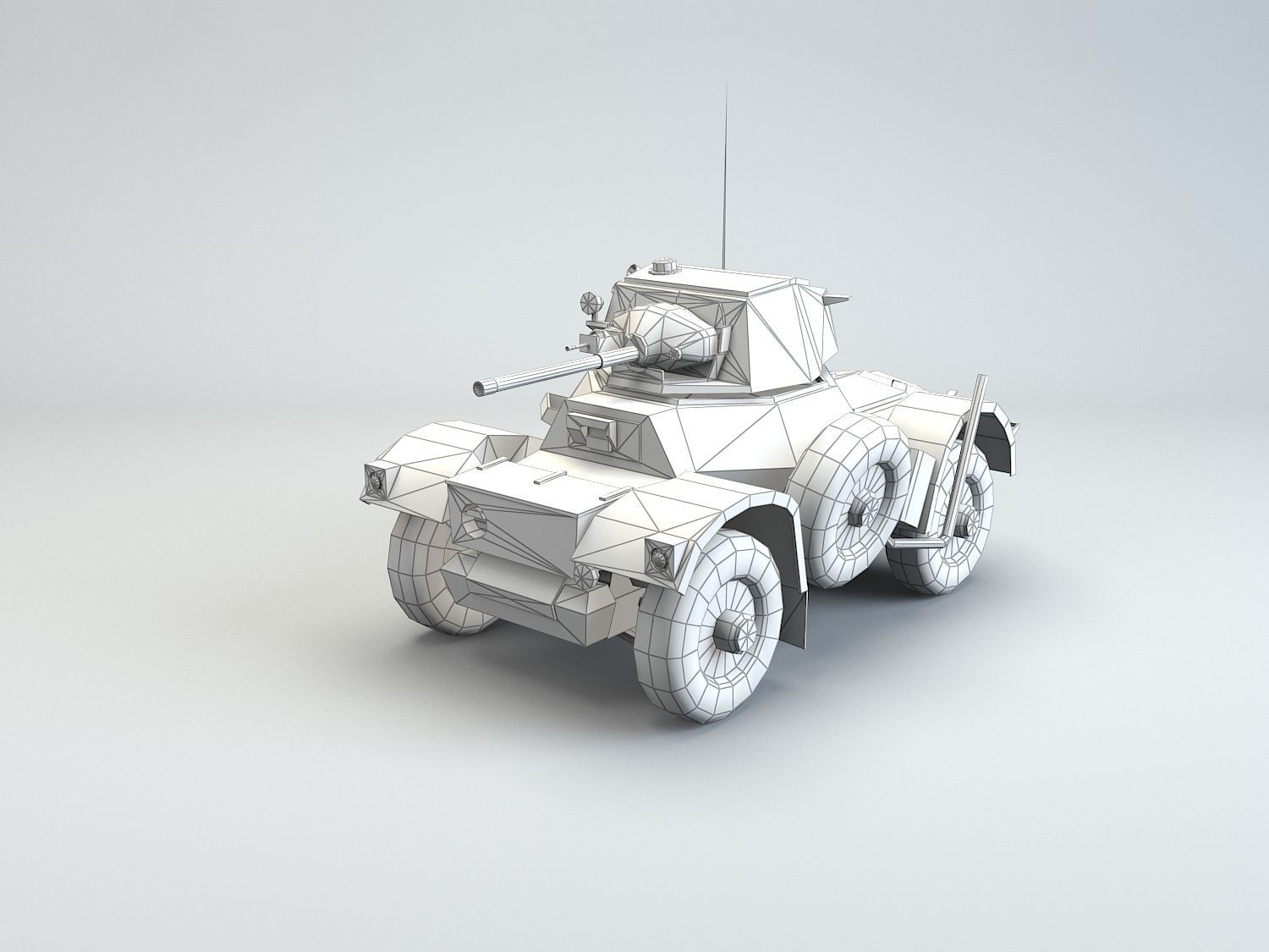 Low Poly Daimler MK II armored car Low-poly 3D model_4