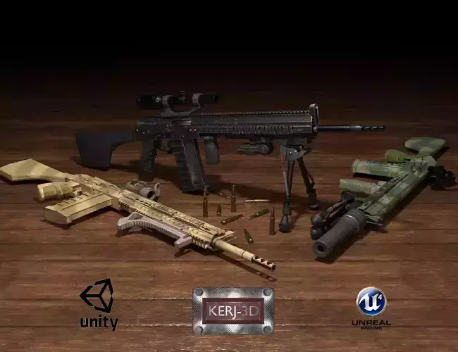 AK Sniper Package Low-poly 3D model