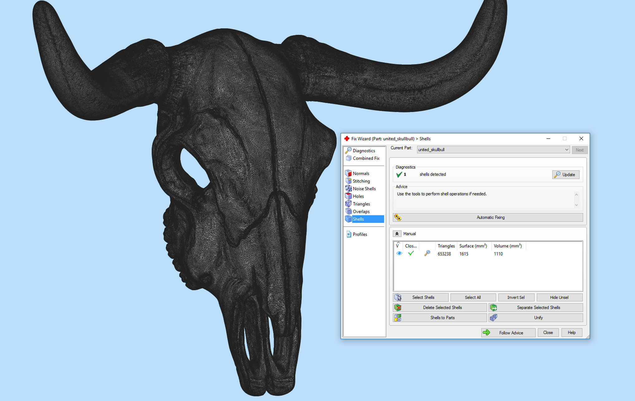 Bull Skull with Separate Horns 3D print model_9
