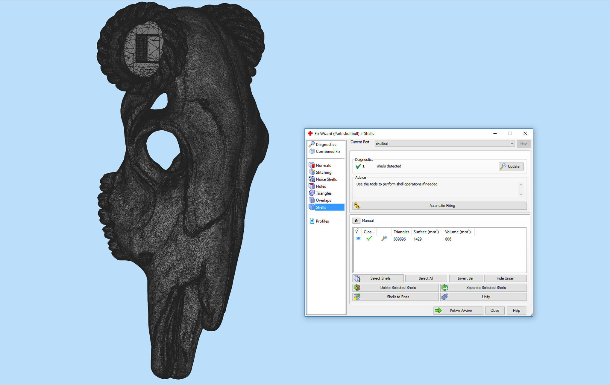 Bull Skull with Separate Horns 3D print model_10