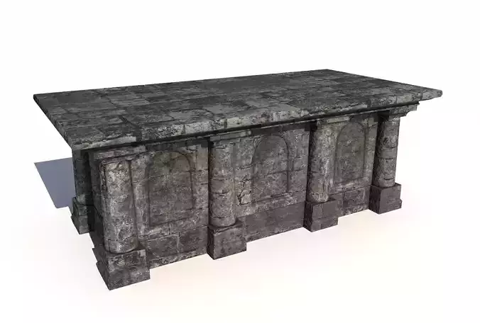Old stone altar 2 Low-poly 3D model
