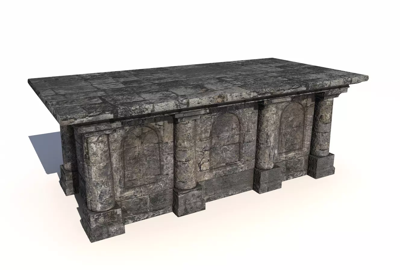Old stone altar 2 Low-poly 3D model