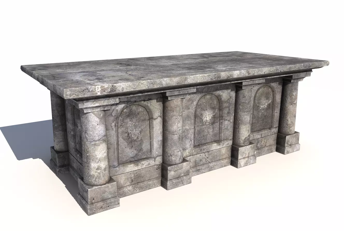 Old stone altar 3 3D model_0