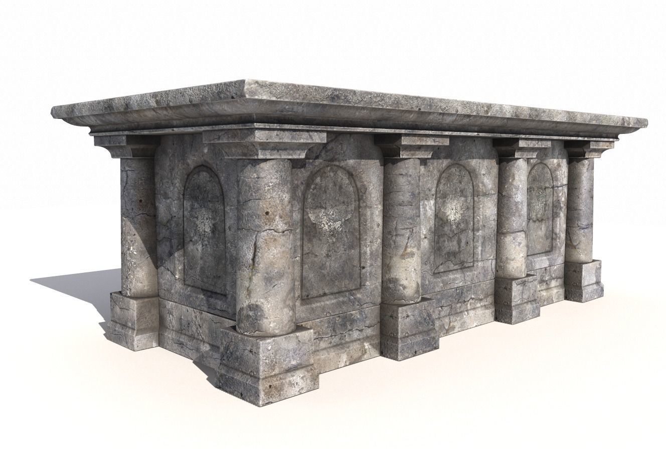 Old stone altar 3 3D model_3