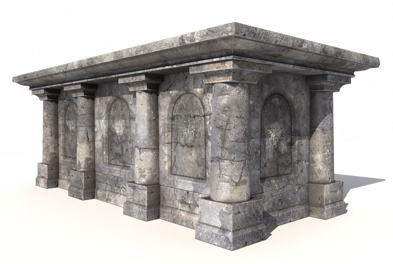 Old stone altar 3 3D model_5
