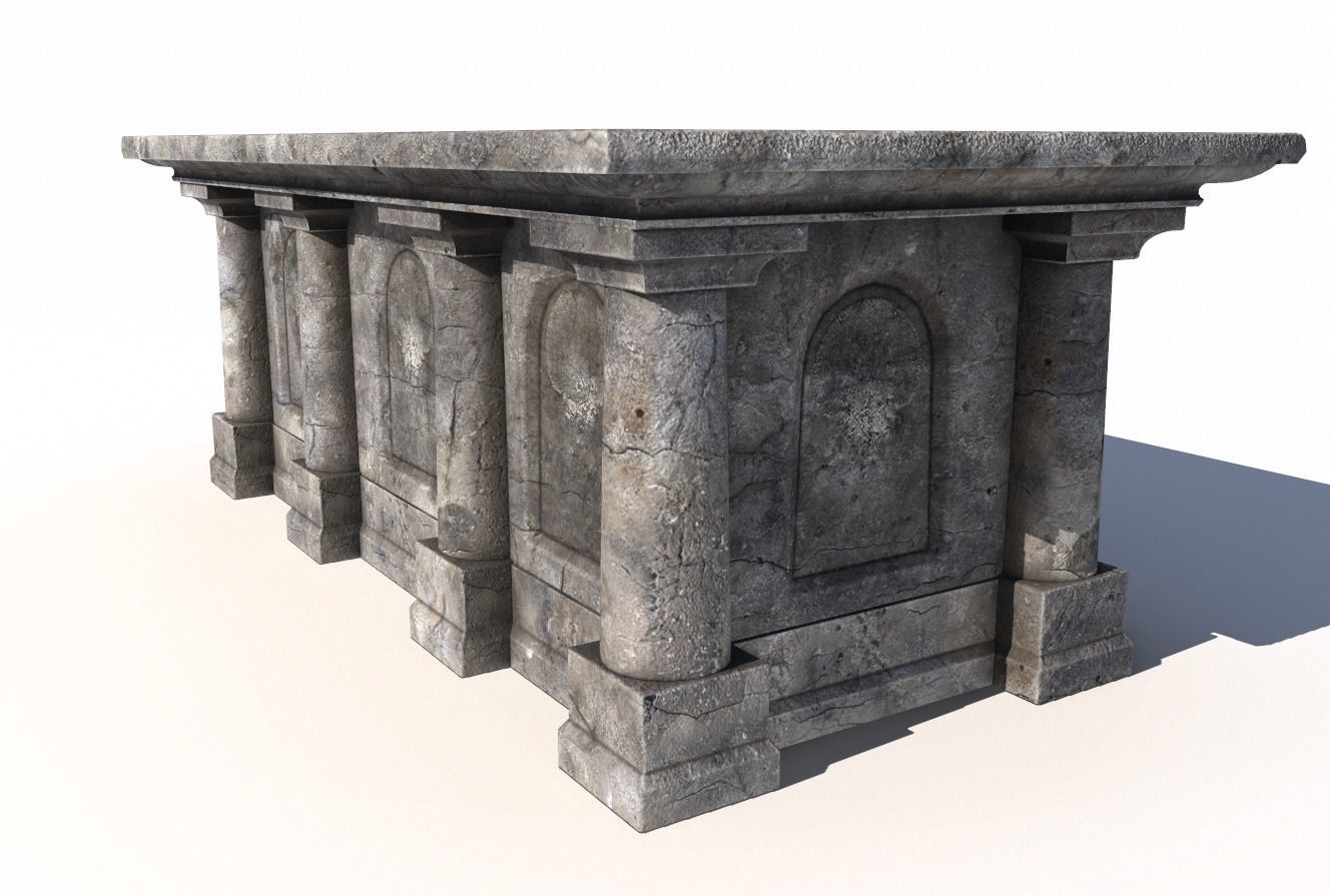 Old stone altar 3 3D model_2