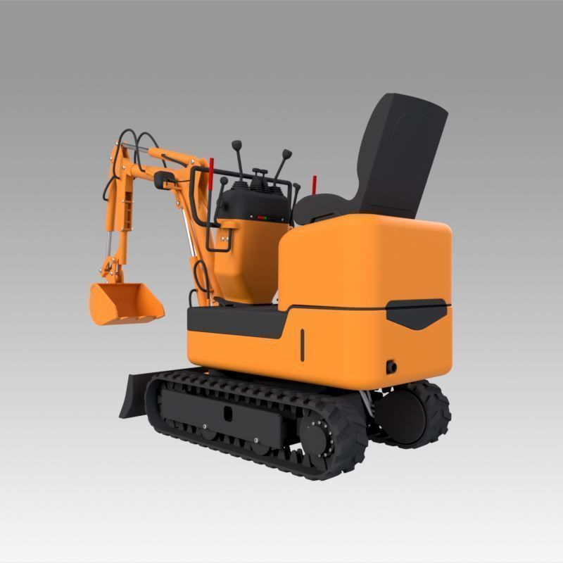 Mini excavator 3D model_4