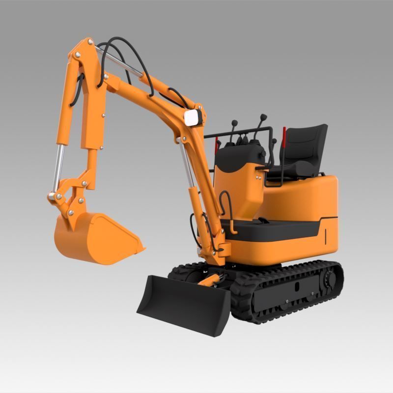 Mini excavator 3D model_2