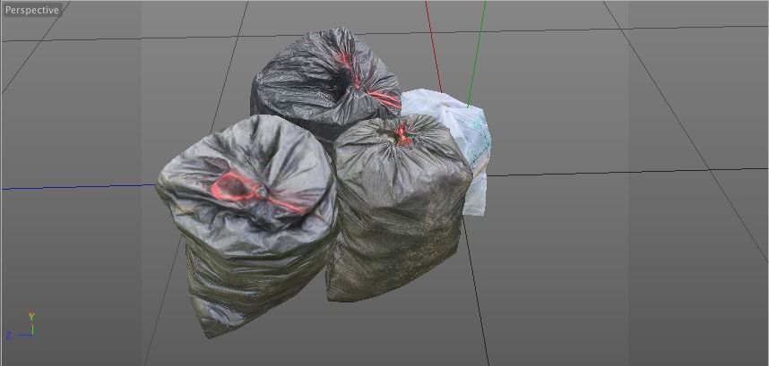 4 Trash Bag Bundle Low-poly 3D model_12