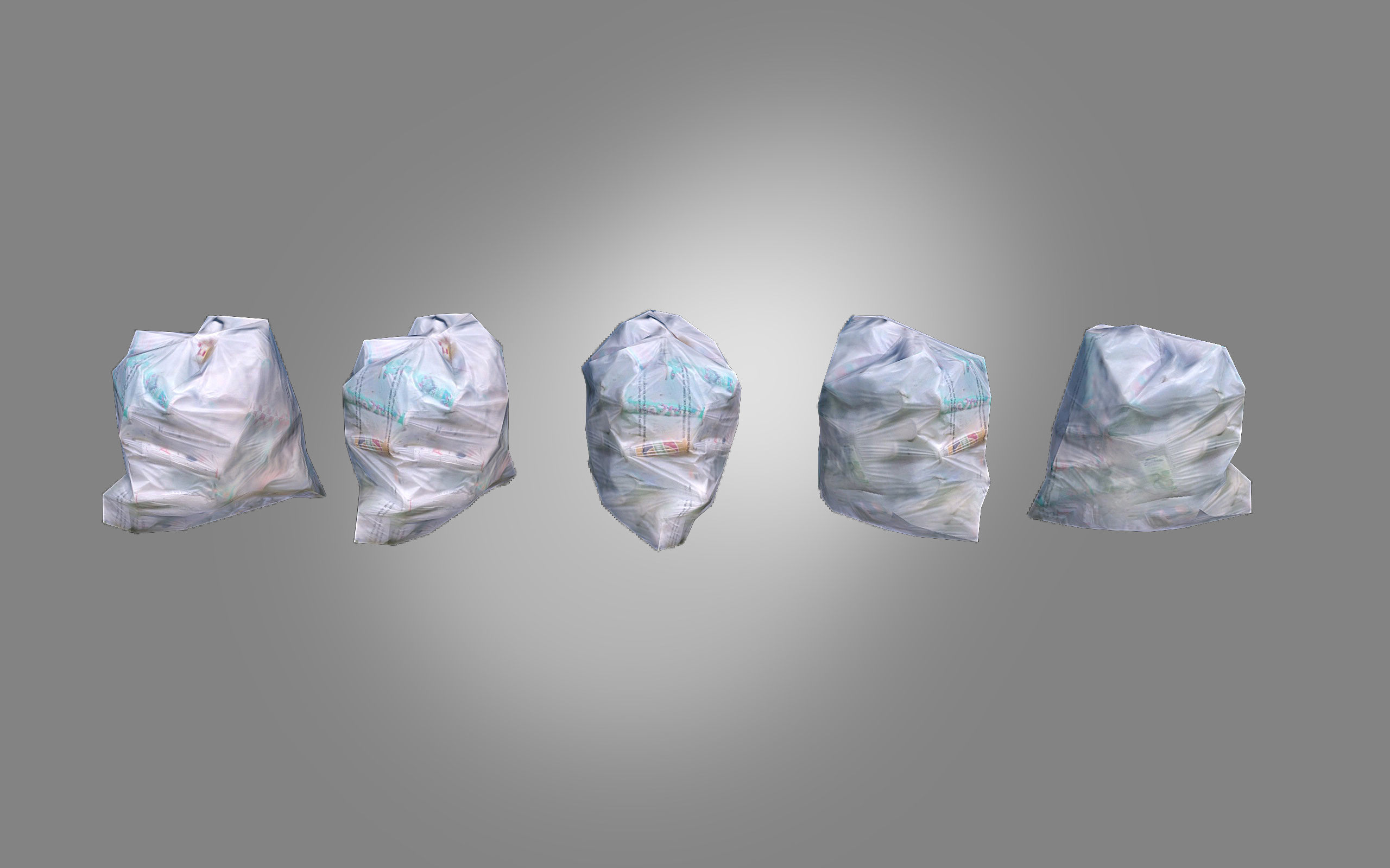 4 Trash Bag Bundle Low-poly 3D model_4