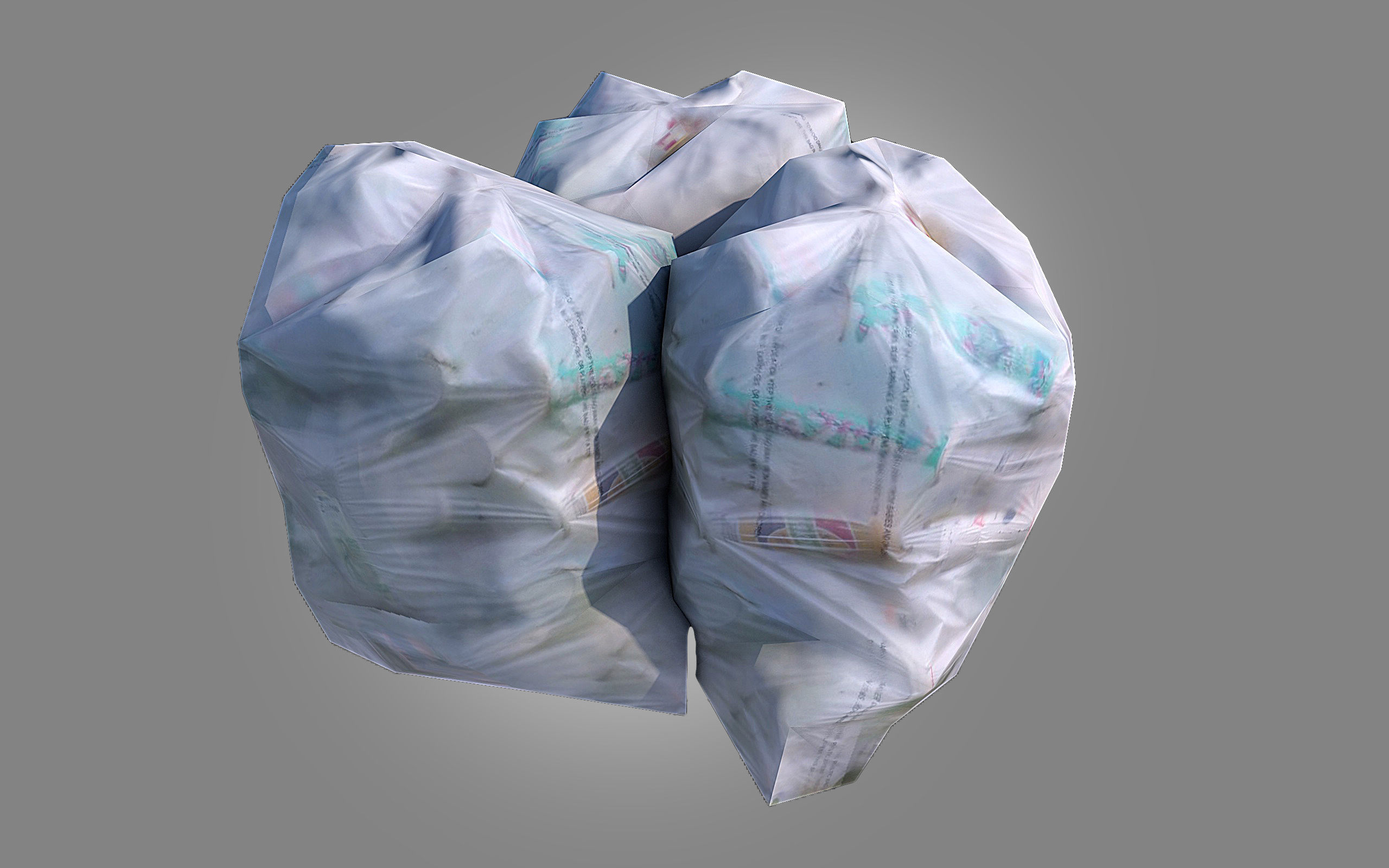 4 Trash Bag Bundle Low-poly 3D model_7