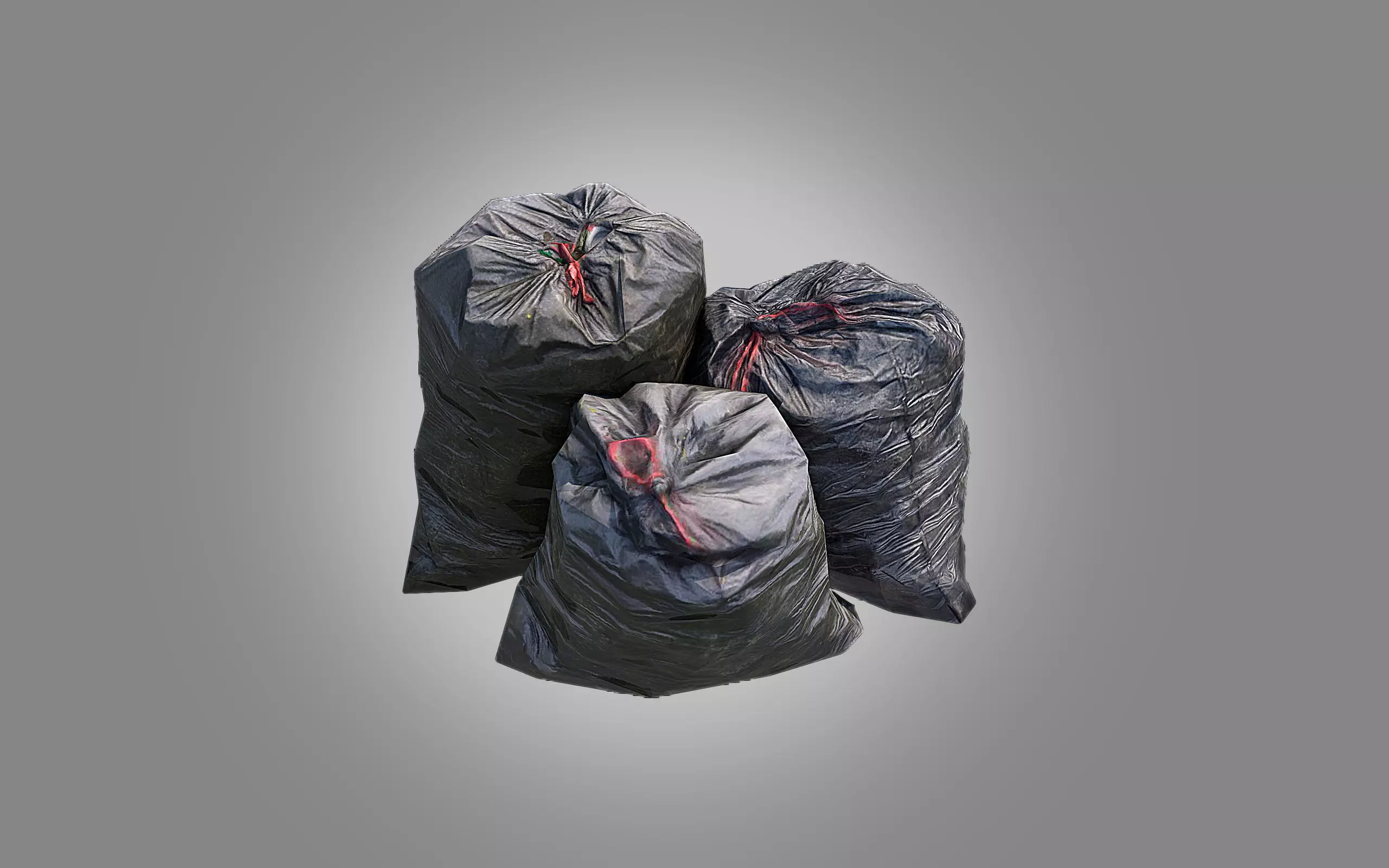 4 Trash Bag Bundle Low-poly 3D model_0