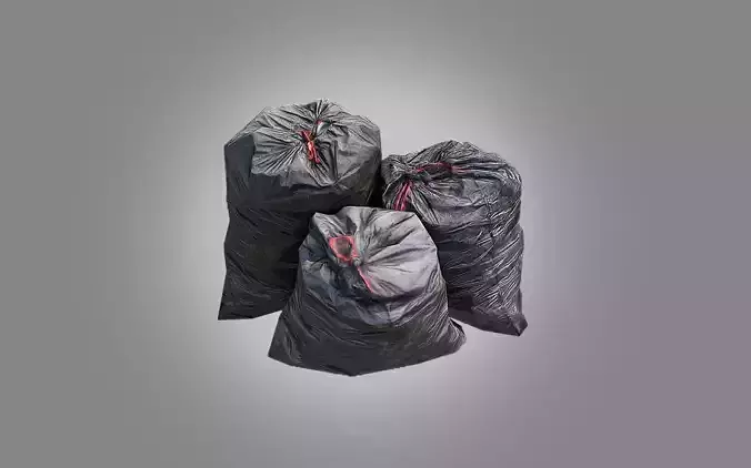 4 Trash Bag Bundle Low-poly 3D model