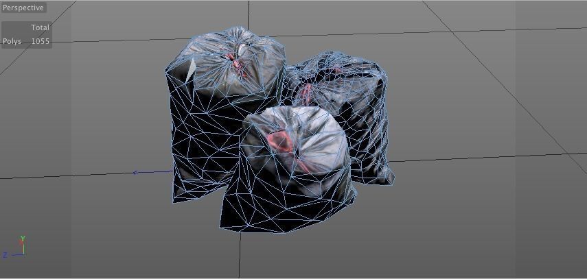 4 Trash Bag Bundle Low-poly 3D model_14