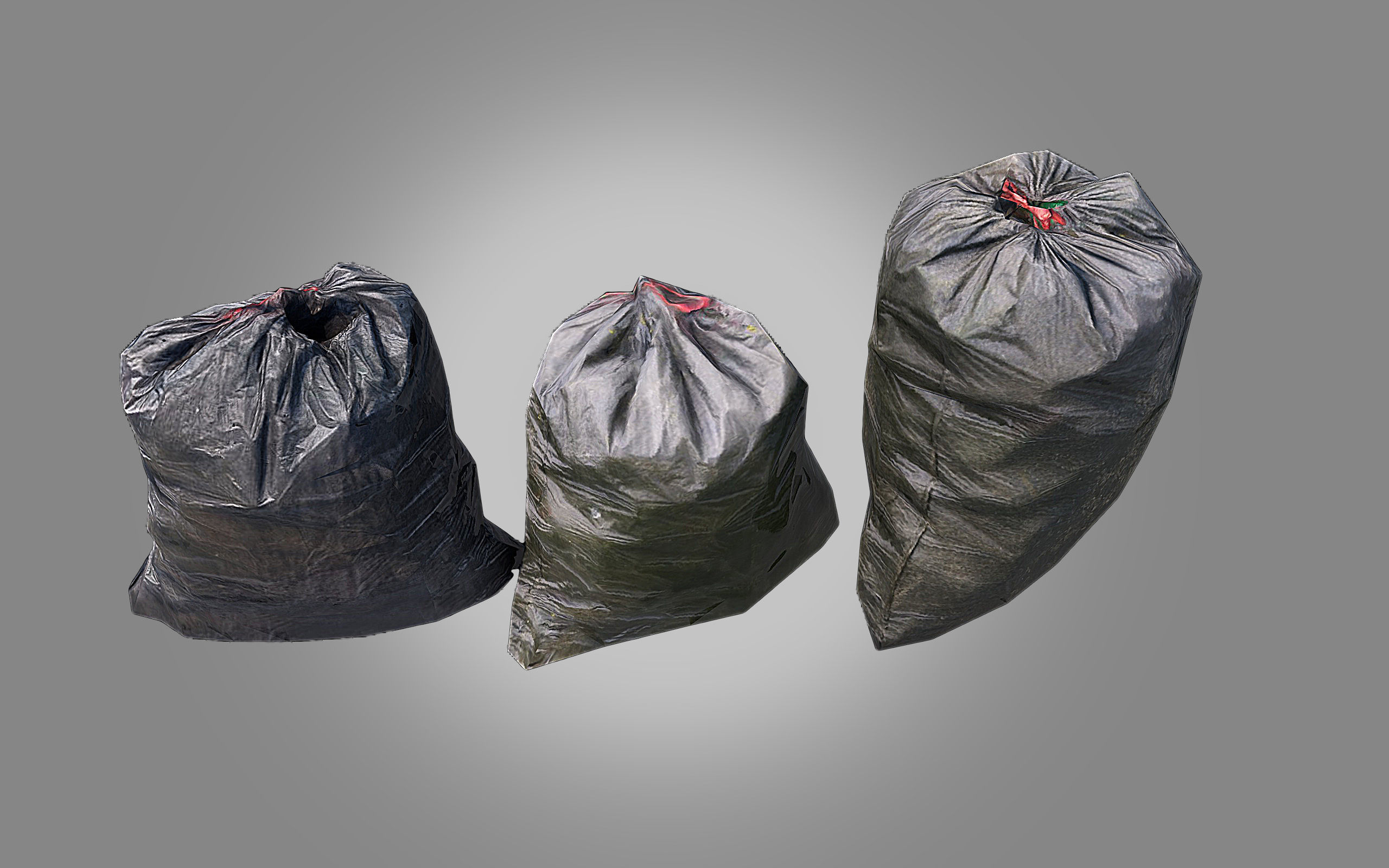 4 Trash Bag Bundle Low-poly 3D model_2