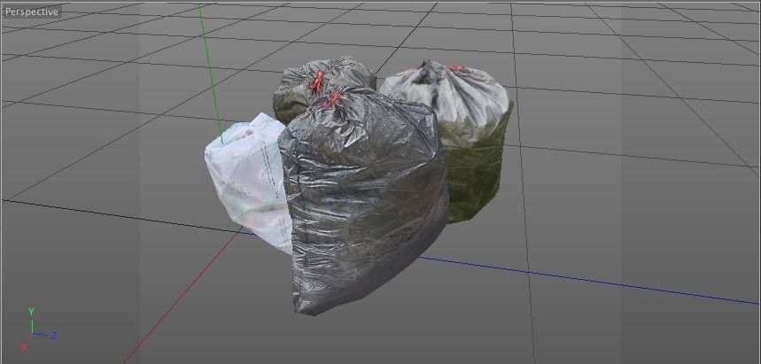 4 Trash Bag Bundle Low-poly 3D model_13