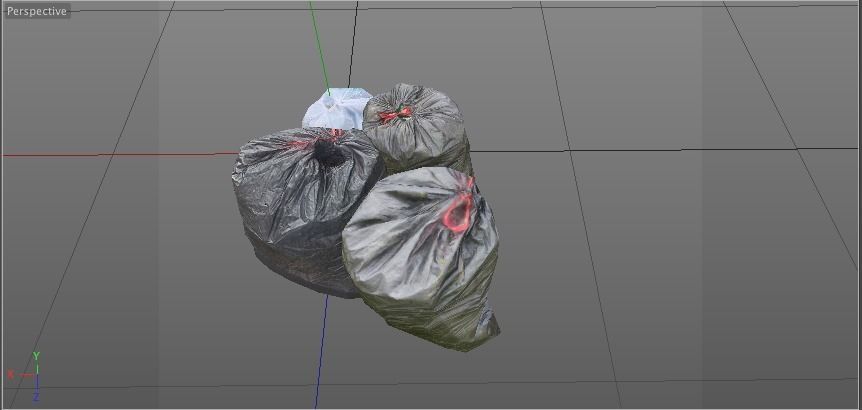 4 Trash Bag Bundle Low-poly 3D model_11