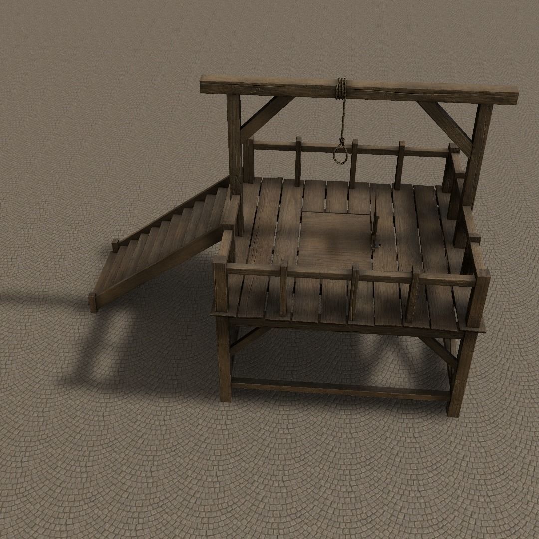 Medieval Gallows Low-poly 3D model_12