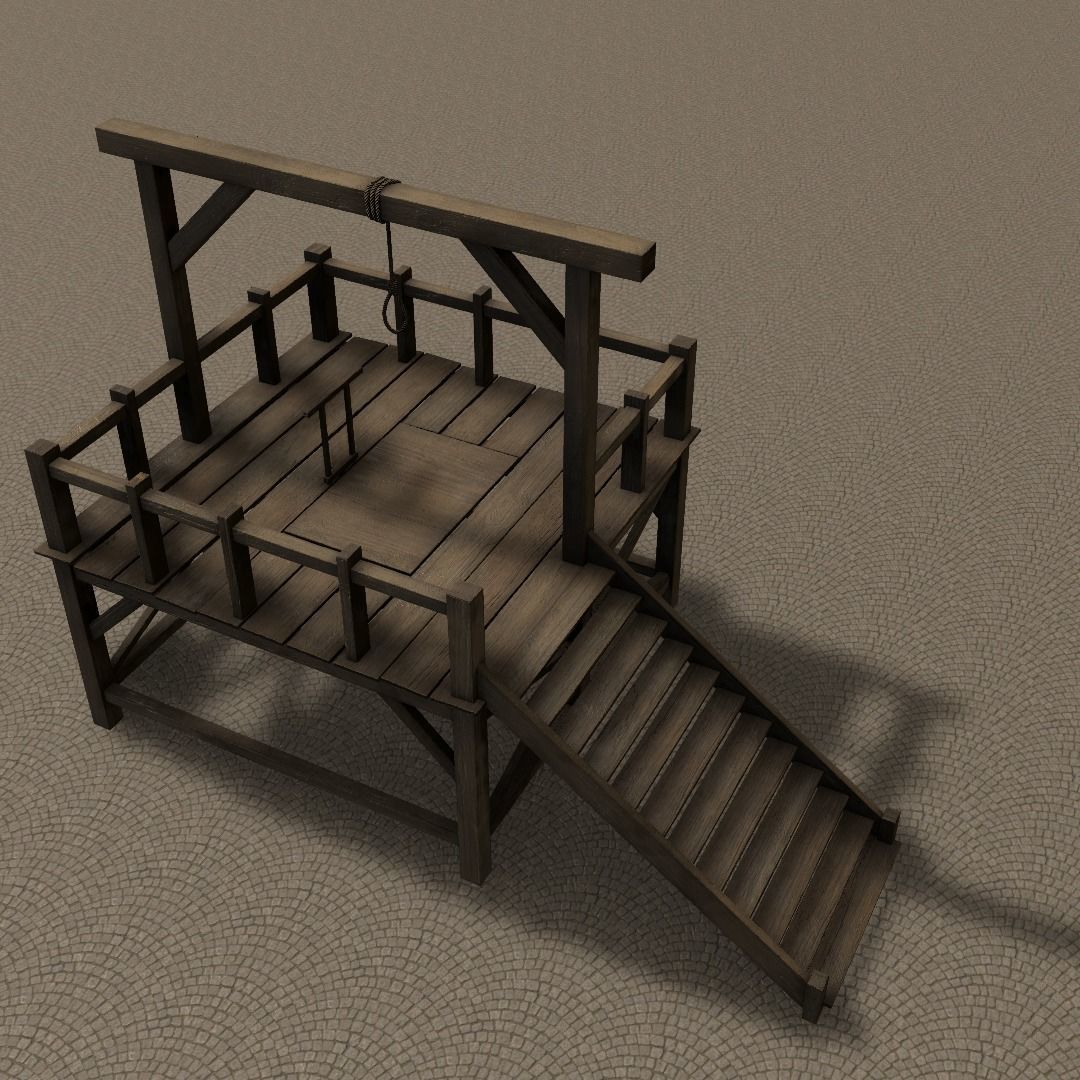 Medieval Gallows Low-poly 3D model_34