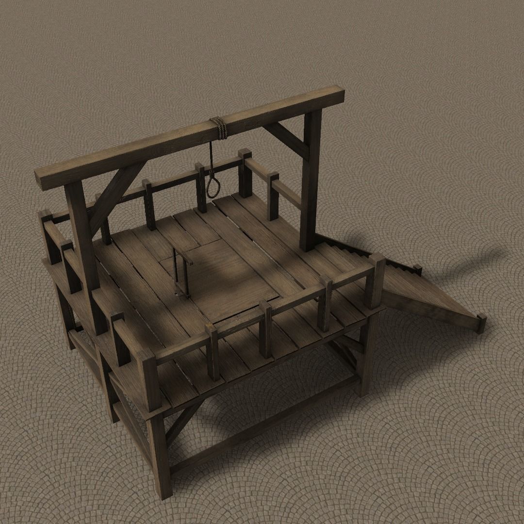 Medieval Gallows Low-poly 3D model_28