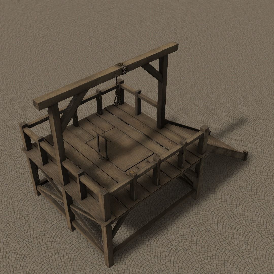 Medieval Gallows Low-poly 3D model_27