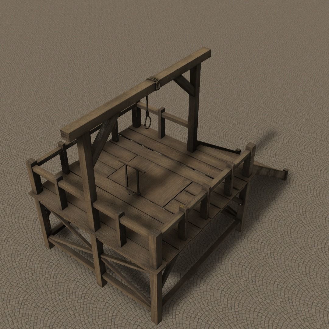 Medieval Gallows Low-poly 3D model_26