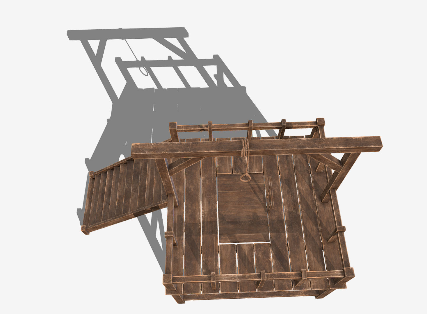 Medieval Gallows Low-poly 3D model_1