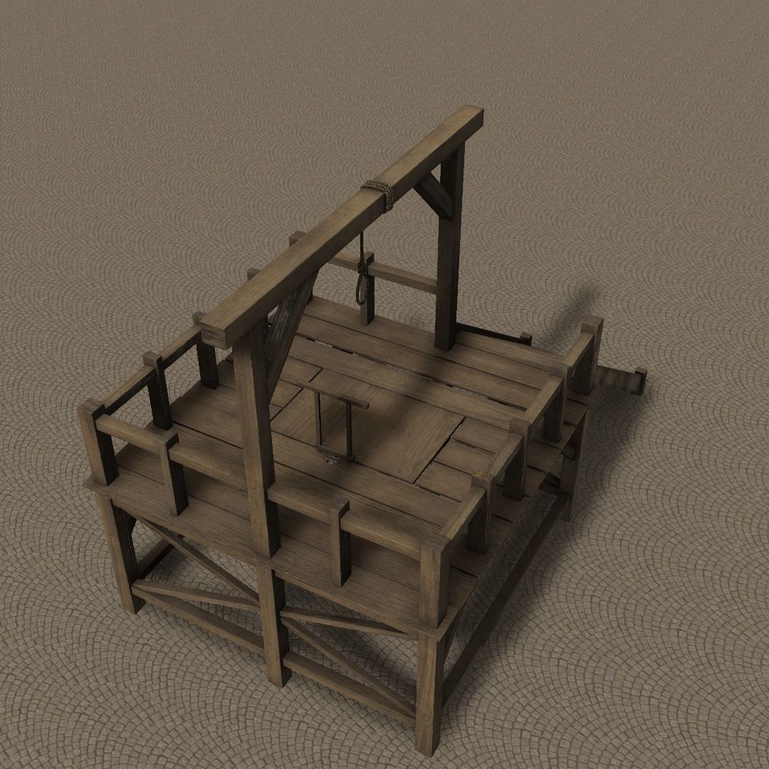 Medieval Gallows Low-poly 3D model_25