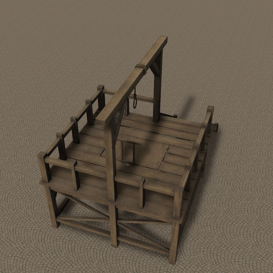 Medieval Gallows Low-poly 3D model_24