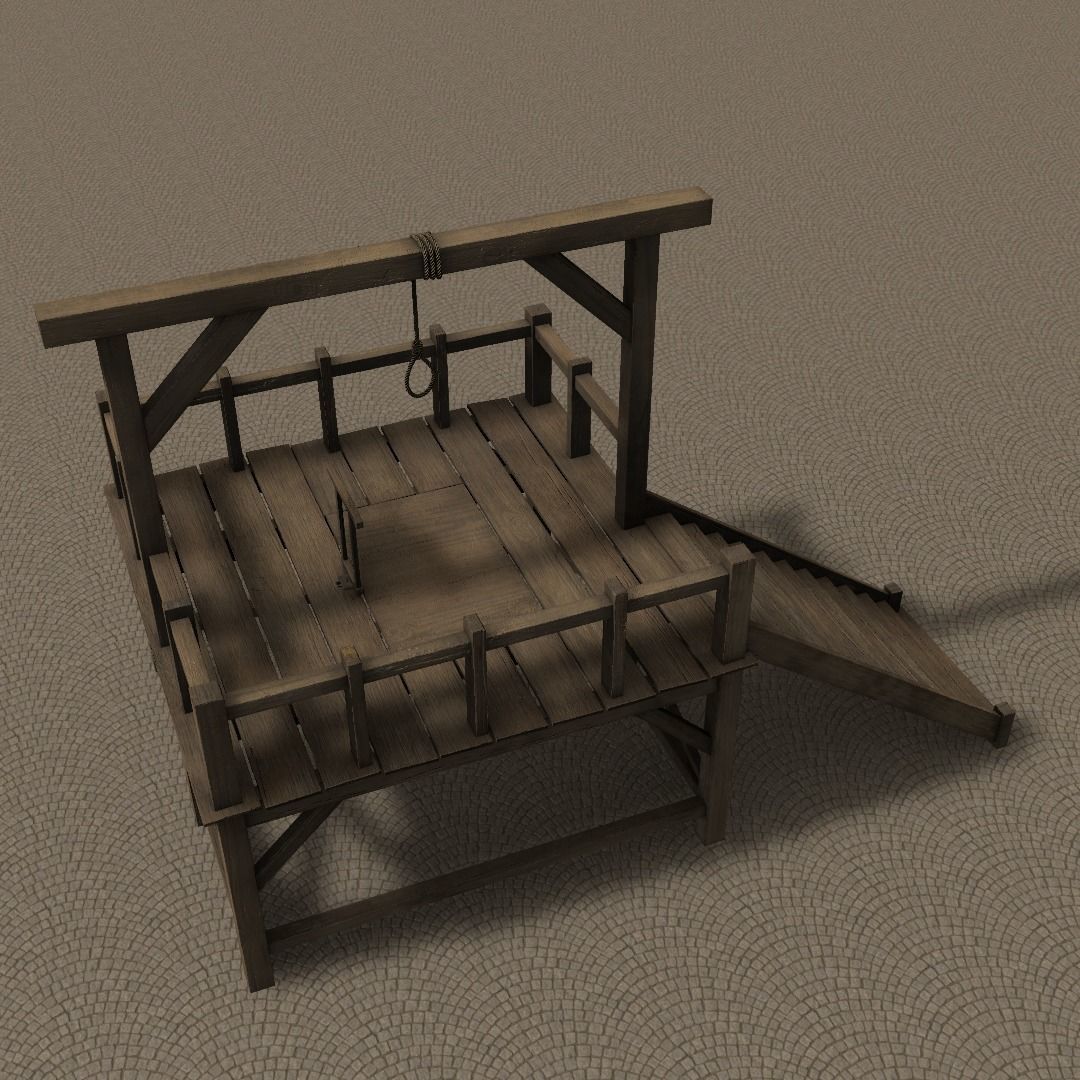 Medieval Gallows Low-poly 3D model_29