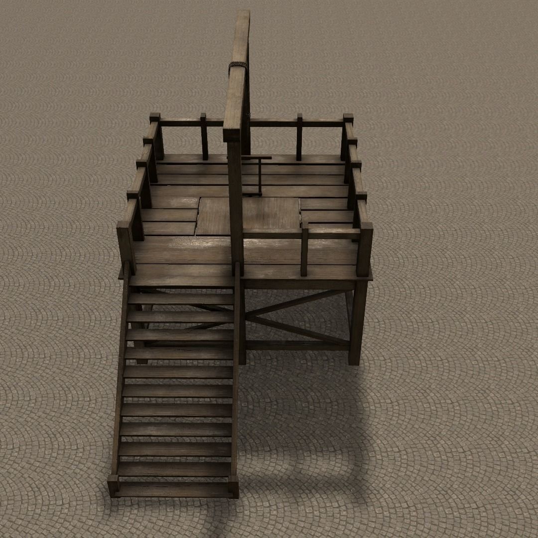 Medieval Gallows Low-poly 3D model_40