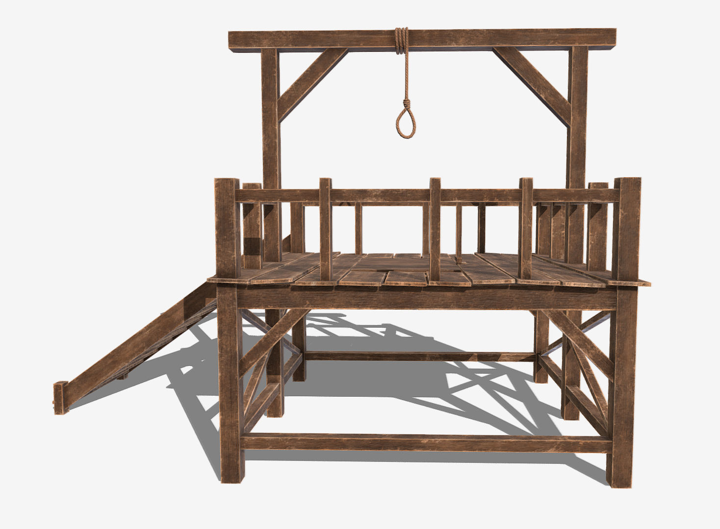 Medieval Gallows Low-poly 3D model_4