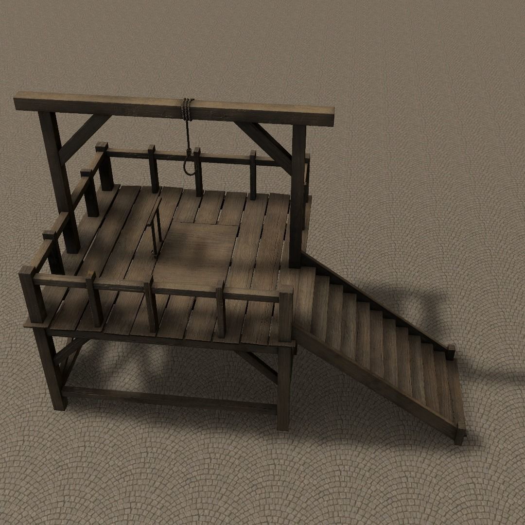 Medieval Gallows Low-poly 3D model_32